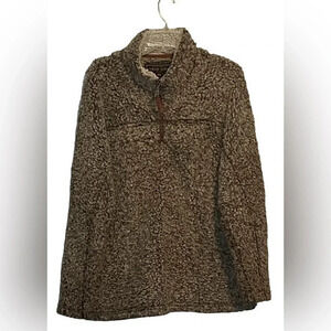 TRUE GRIT MEN'S SHERPA PULLOVER DARK GRAY FROSTED 1/4‎ ZIP SIZE MEDIUM